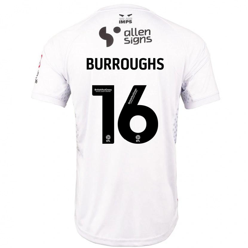 Danxen Bambino Maglia Jack Burroughs #16 Rosso Bianco Kit Gara Away 2024/25 Maglietta