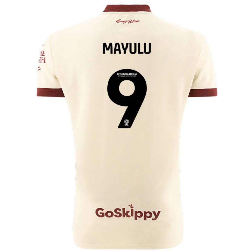 Danxen Bambino Maglia Fally Mayulu #9 Crema Bianco Kit Gara Away 2024/25 Maglietta