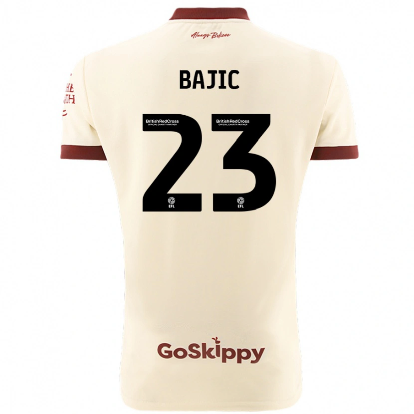 Danxen Bambino Maglia Stefan Bajic #23 Crema Bianco Kit Gara Away 2024/25 Maglietta