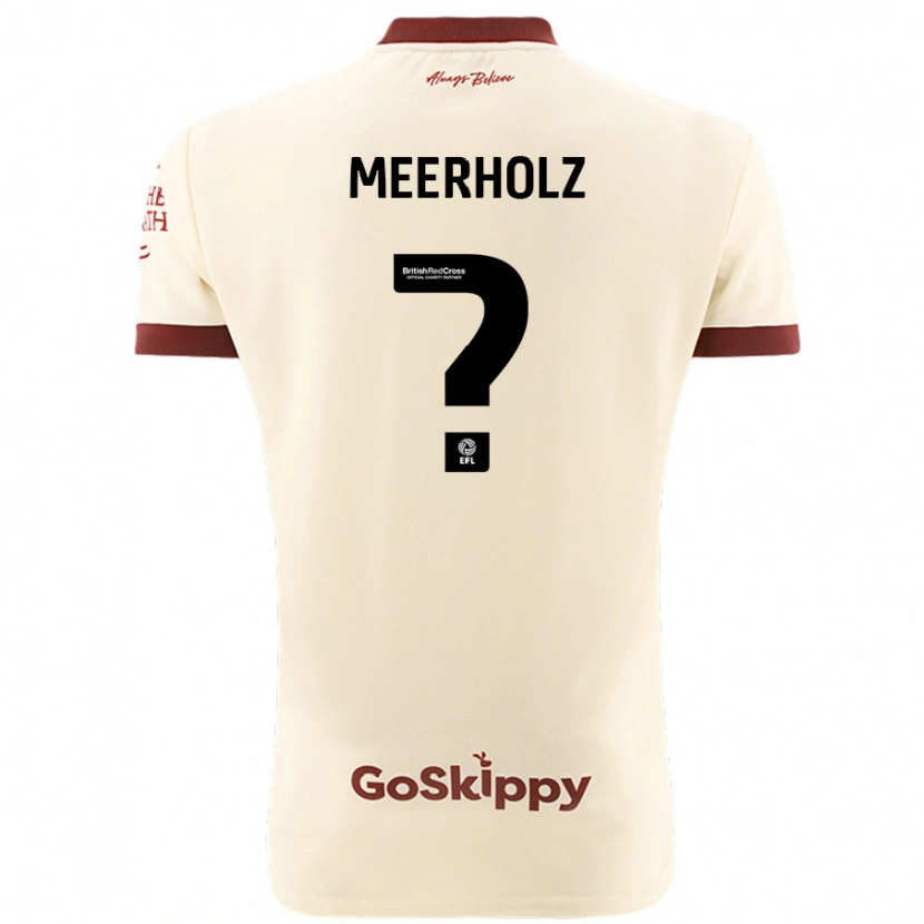 Danxen Bambino Maglia Jed Meerholz #0 Crema Bianco Kit Gara Away 2024/25 Maglietta