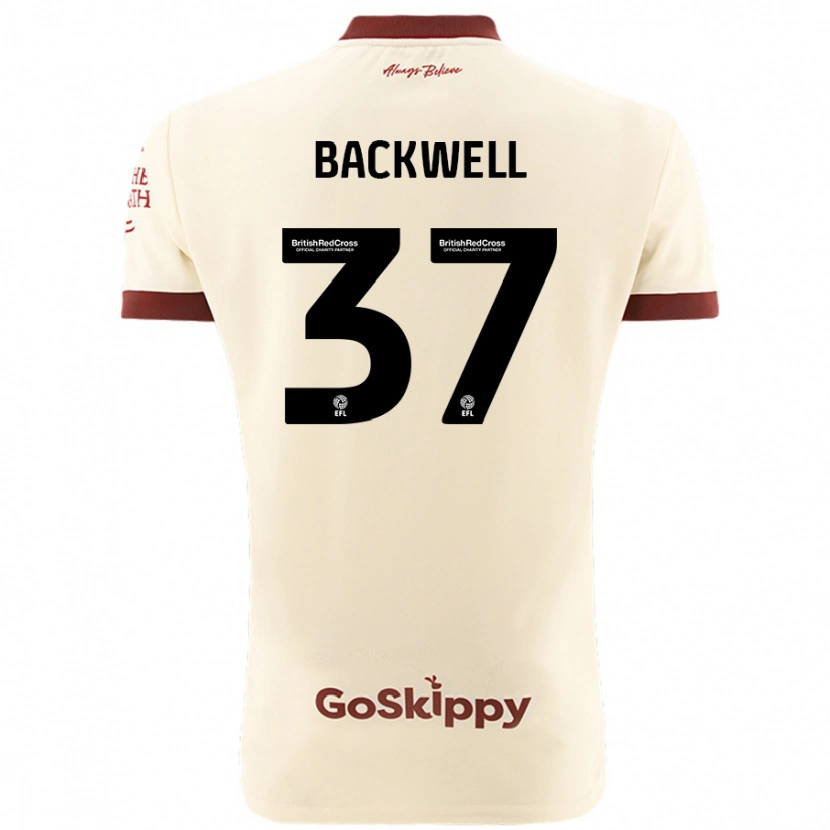 Danxen Bambino Maglia Tommy Backwell #37 Crema Bianco Kit Gara Away 2024/25 Maglietta
