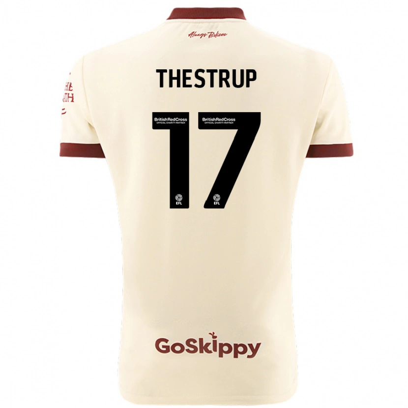 Danxen Bambino Maglia Amalie Thestrup #17 Crema Bianco Kit Gara Away 2024/25 Maglietta