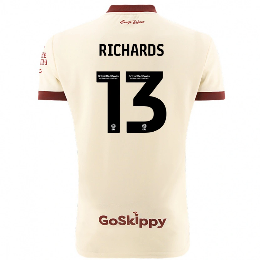 Danxen Bambino Maglia Harvey Wiles-Richards #13 Crema Bianco Kit Gara Away 2024/25 Maglietta