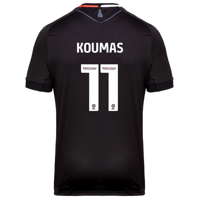 Danxen Bambino Maglia Lewis Koumas #11 Nero Kit Gara Away 2024/25 Maglietta