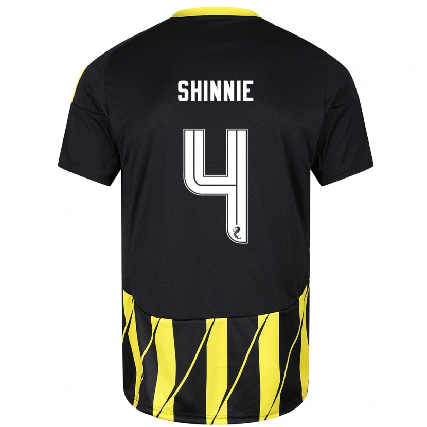 Danxen Bambino Maglia Graeme Shinnie #4 Nero Giallo Kit Gara Away 2024/25 Maglietta