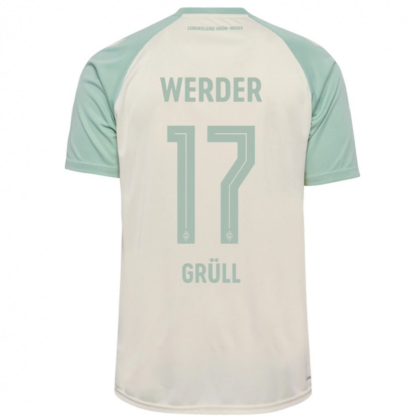 Danxen Bambino Maglia Marco Grüll #17 Bianco Sporco Verde Chiaro Kit Gara Away 2024/25 Maglietta
