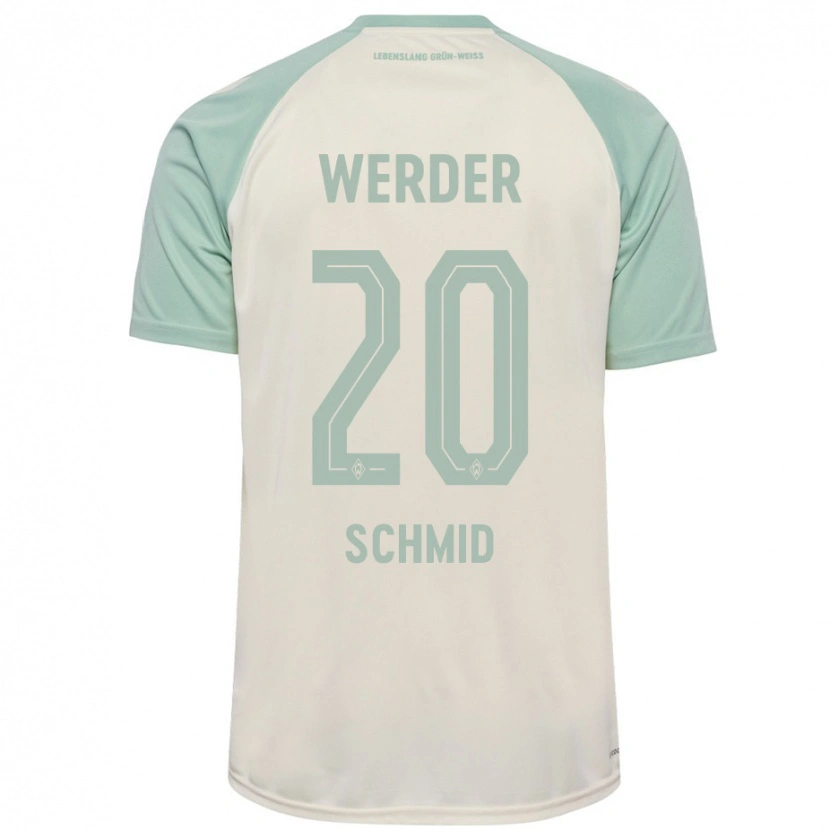 Danxen Bambino Maglia Romano Schmid #20 Bianco Sporco Verde Chiaro Kit Gara Away 2024/25 Maglietta