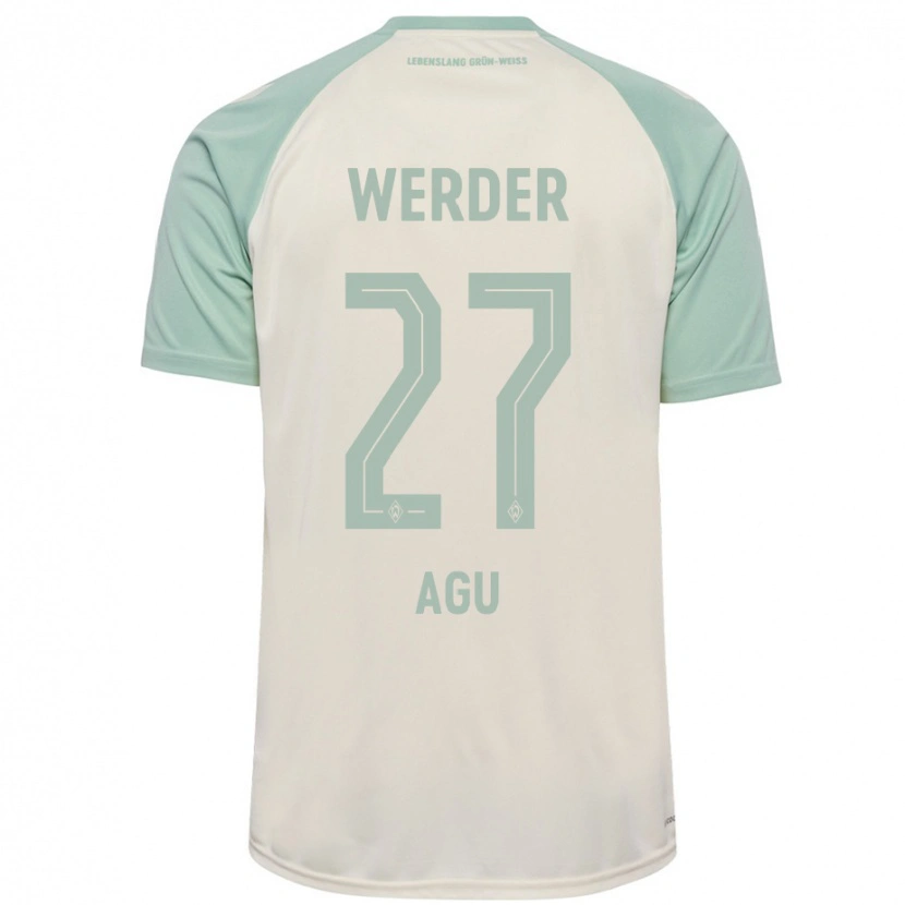 Danxen Bambino Maglia Felix Agu #27 Bianco Sporco Verde Chiaro Kit Gara Away 2024/25 Maglietta