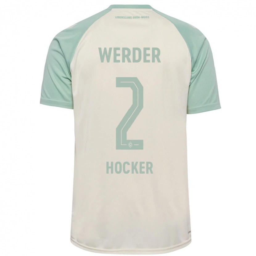 Danxen Bambino Maglia Luca Höcker #2 Bianco Sporco Verde Chiaro Kit Gara Away 2024/25 Maglietta