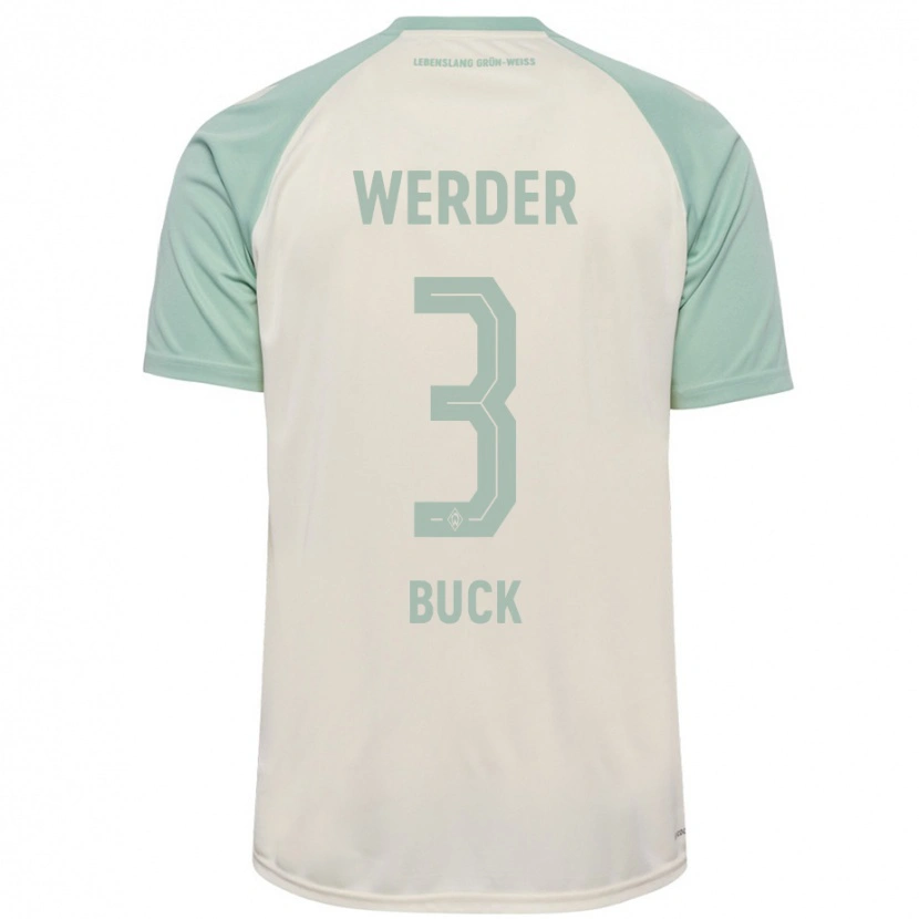 Danxen Bambino Maglia Marten Buck #3 Bianco Sporco Verde Chiaro Kit Gara Away 2024/25 Maglietta