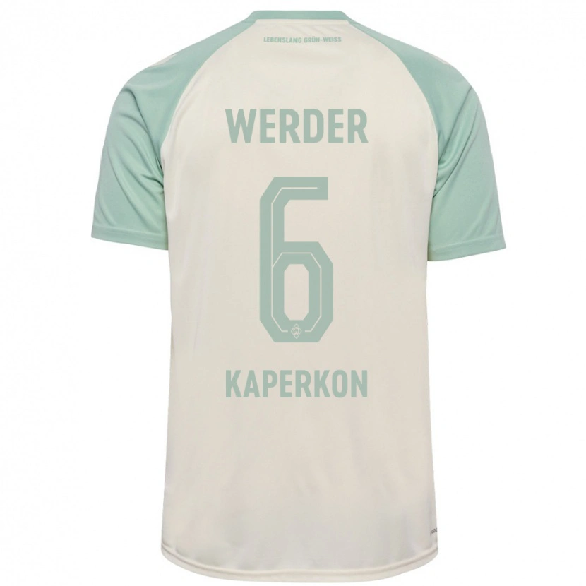 Danxen Bambino Maglia Tom Kaperkon #6 Bianco Sporco Verde Chiaro Kit Gara Away 2024/25 Maglietta