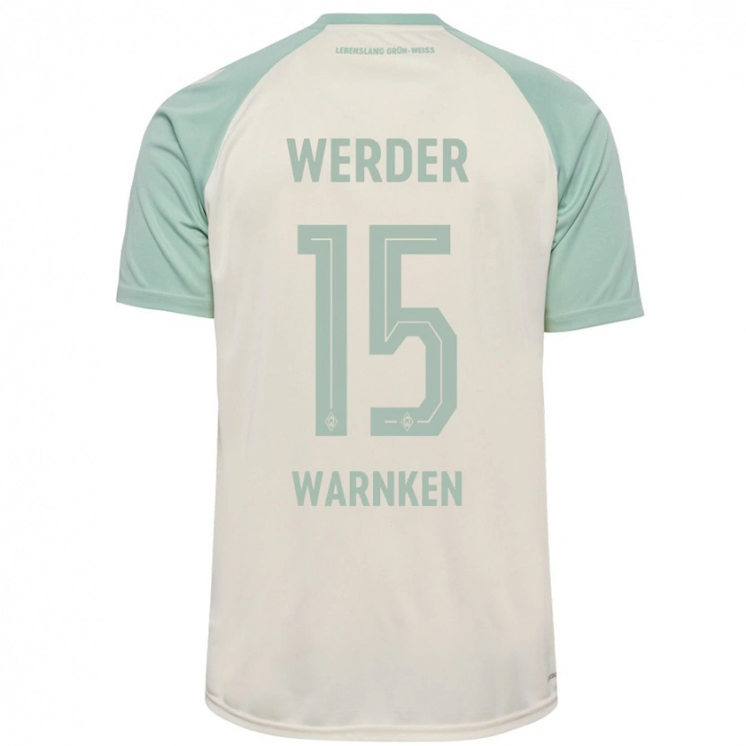 Danxen Bambino Maglia Jannes Warnken #15 Bianco Sporco Verde Chiaro Kit Gara Away 2024/25 Maglietta