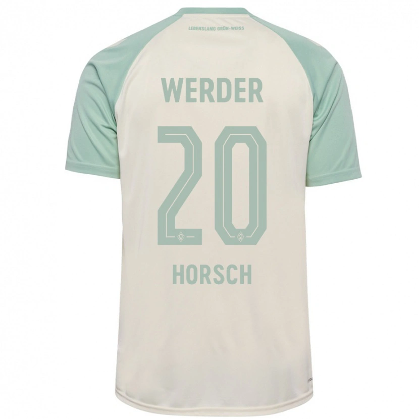 Danxen Bambino Maglia Jonas Horsch #20 Bianco Sporco Verde Chiaro Kit Gara Away 2024/25 Maglietta