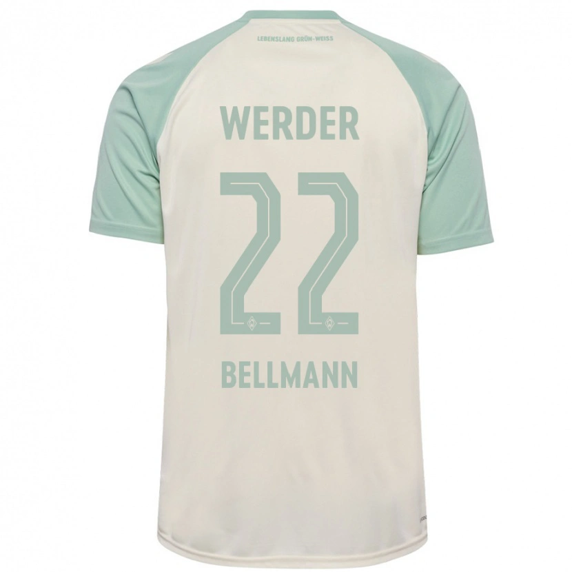 Danxen Bambino Maglia Paul Bellmann #22 Bianco Sporco Verde Chiaro Kit Gara Away 2024/25 Maglietta