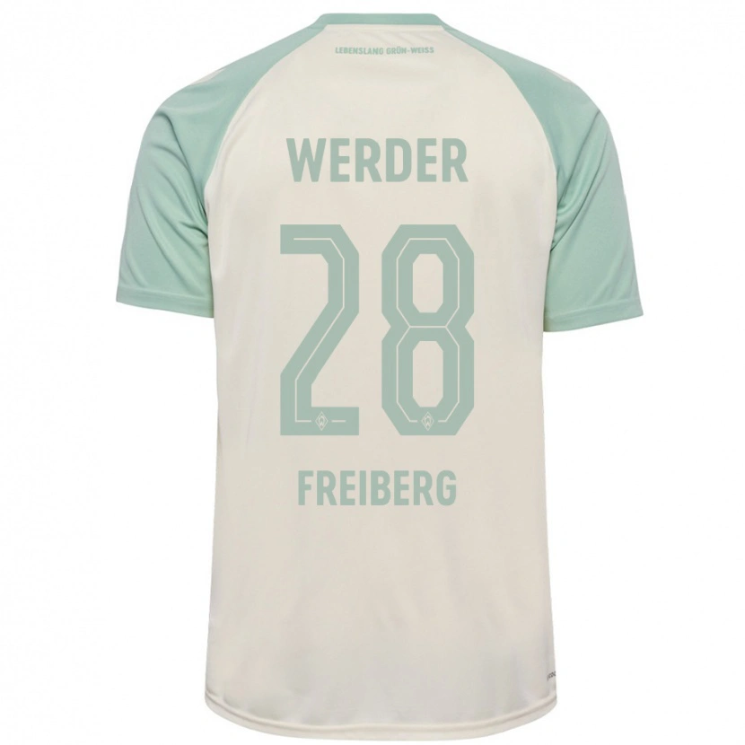 Danxen Bambino Maglia Piet Freiberg #28 Bianco Sporco Verde Chiaro Kit Gara Away 2024/25 Maglietta