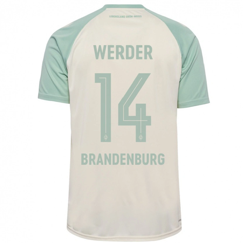 Danxen Bambino Maglia Michaela Brandenburg #14 Bianco Sporco Verde Chiaro Kit Gara Away 2024/25 Maglietta