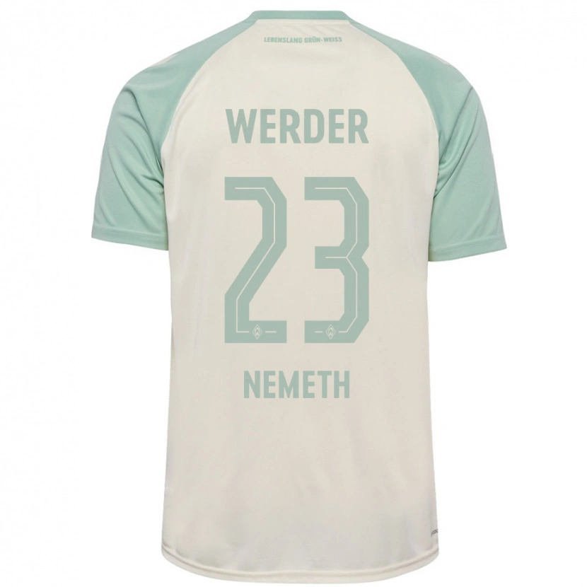 Danxen Bambino Maglia Hanna Németh #23 Bianco Sporco Verde Chiaro Kit Gara Away 2024/25 Maglietta
