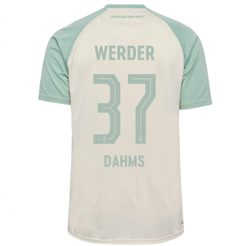 Danxen Bambino Maglia Lena Dahms #37 Bianco Sporco Verde Chiaro Kit Gara Away 2024/25 Maglietta