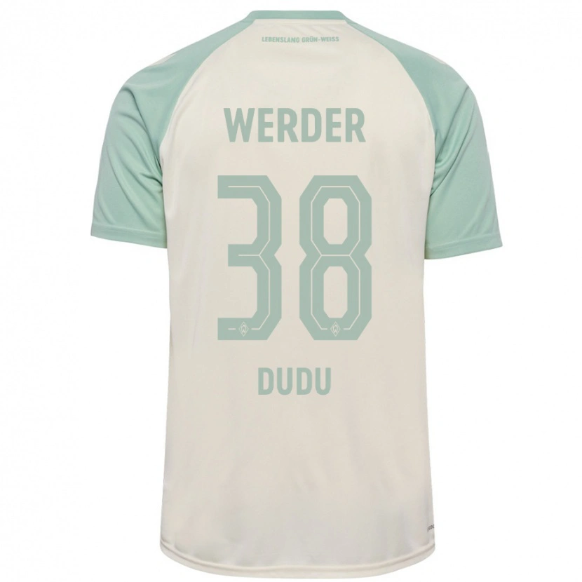 Danxen Bambino Maglia Dudu #38 Bianco Sporco Verde Chiaro Kit Gara Away 2024/25 Maglietta