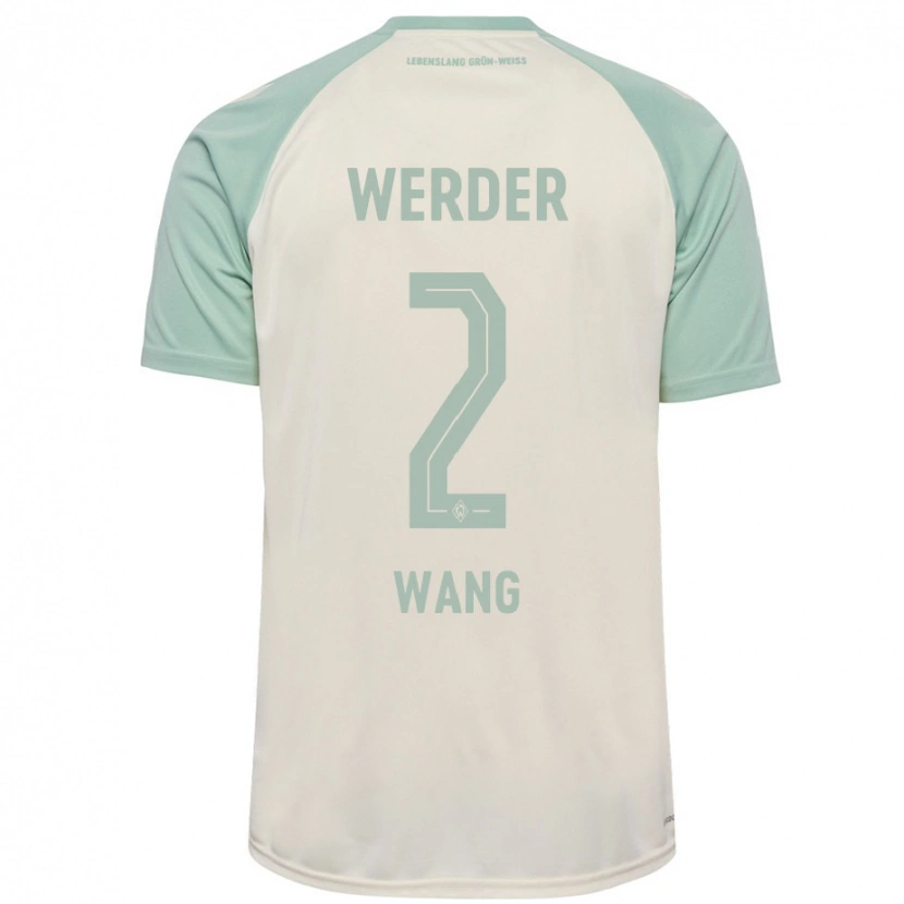 Danxen Bambino Maglia Bowen Wang #2 Bianco Sporco Verde Chiaro Kit Gara Away 2024/25 Maglietta