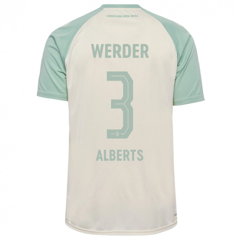 Danxen Bambino Maglia Christopher Alberts #3 Bianco Sporco Verde Chiaro Kit Gara Away 2024/25 Maglietta