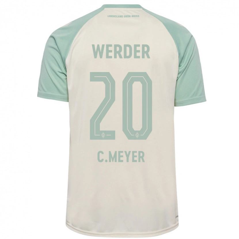 Danxen Bambino Maglia Christin Meyer #20 Bianco Sporco Verde Chiaro Kit Gara Away 2024/25 Maglietta