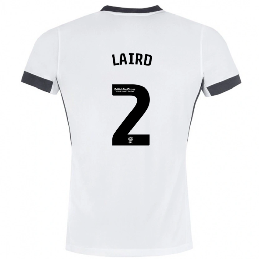Danxen Bambino Maglia Ethan Laird #2 Bianco Nero Kit Gara Away 2024/25 Maglietta