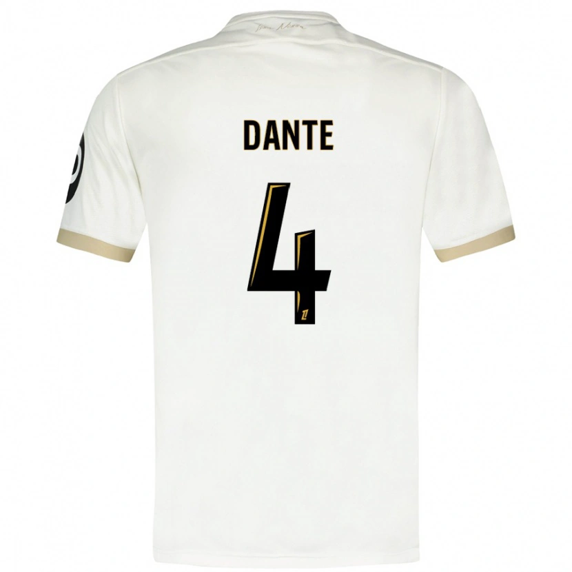 Danxen Bambino Maglia Dante #4 Bianco Oro Kit Gara Away 2024/25 Maglietta