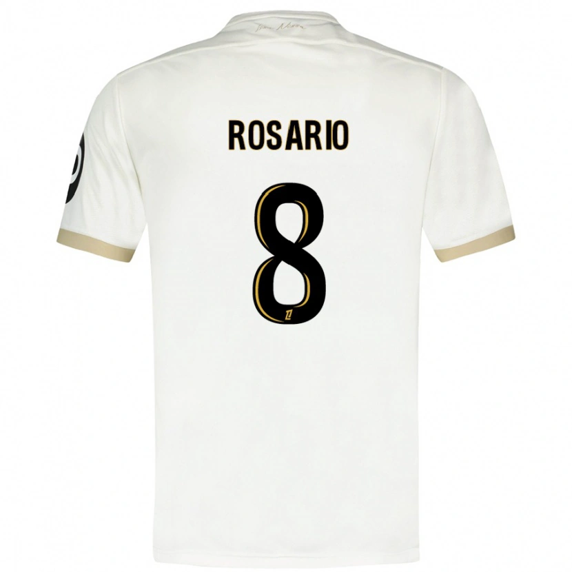 Danxen Bambino Maglia Pablo Rosario #8 Bianco Oro Kit Gara Away 2024/25 Maglietta