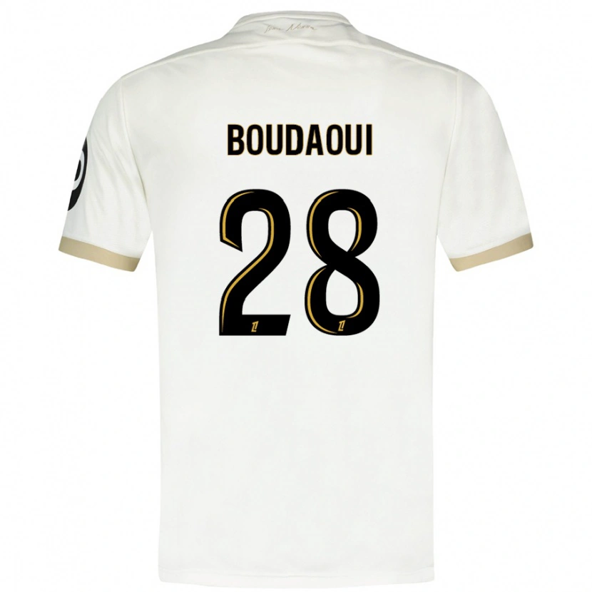 Danxen Bambino Maglia Hicham Boudaoui #28 Bianco Oro Kit Gara Away 2024/25 Maglietta