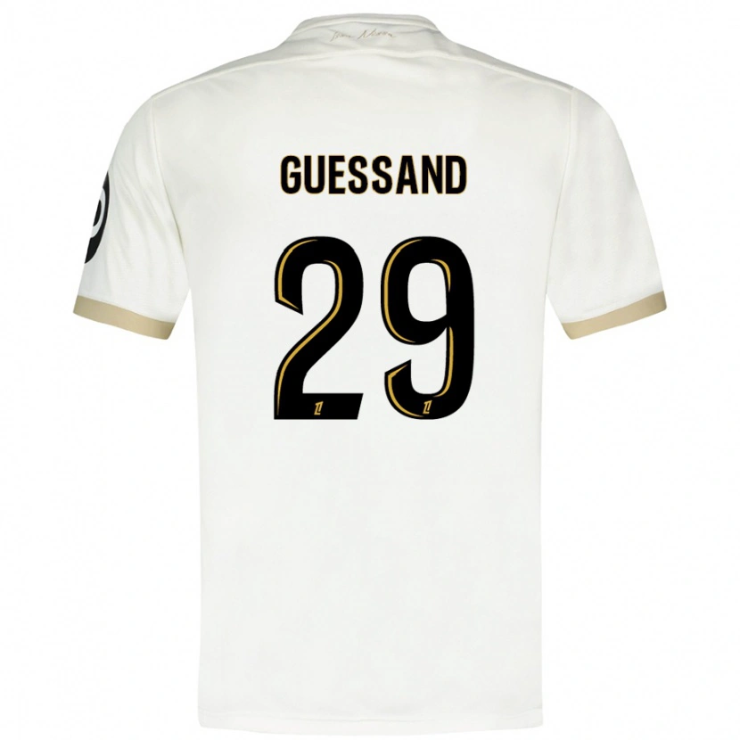 Danxen Bambino Maglia Evann Guessand #29 Bianco Oro Kit Gara Away 2024/25 Maglietta