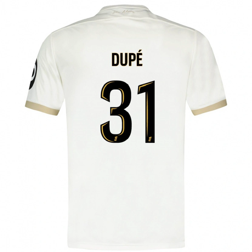 Danxen Bambino Maglia Maxime Dupé #31 Bianco Oro Kit Gara Away 2024/25 Maglietta