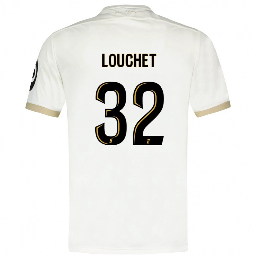 Danxen Bambino Maglia Tom Louchet #32 Bianco Oro Kit Gara Away 2024/25 Maglietta