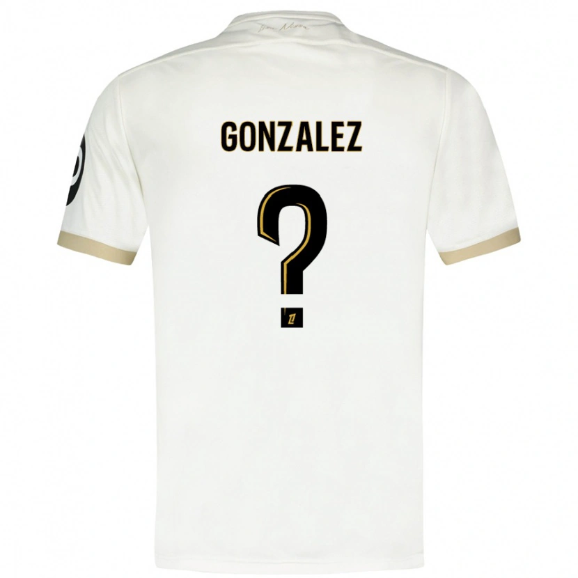 Danxen Bambino Maglia Anthony Gonzalez #0 Bianco Oro Kit Gara Away 2024/25 Maglietta