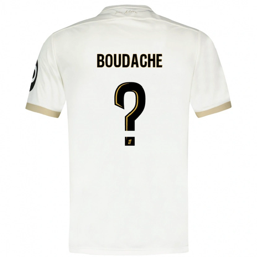 Danxen Bambino Maglia Kaïl Boudache #0 Bianco Oro Kit Gara Away 2024/25 Maglietta