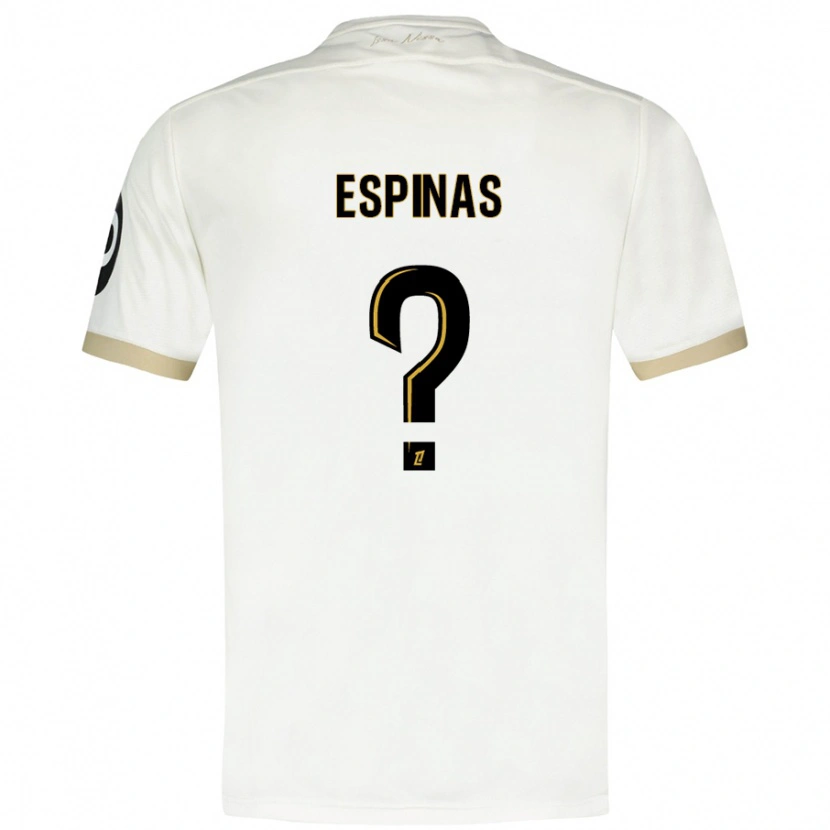 Danxen Bambino Maglia Brindon Espinas #0 Bianco Oro Kit Gara Away 2024/25 Maglietta