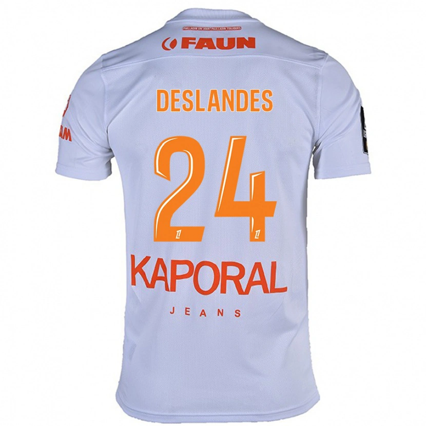 Danxen Bambino Maglia Océane Deslandes #24 Bianco Kit Gara Away 2024/25 Maglietta