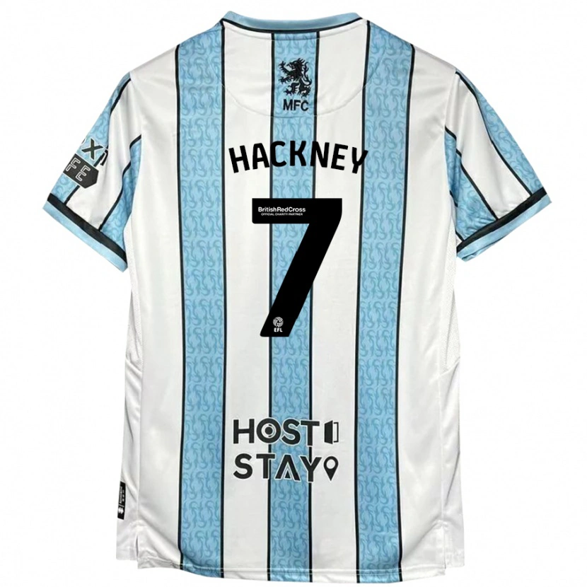 Danxen Bambino Maglia Hayden Hackney #7 Bianco Blu Kit Gara Away 2024/25 Maglietta