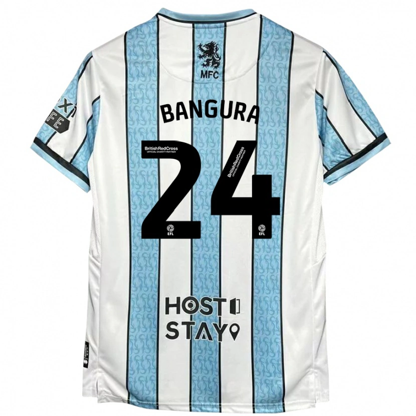 Danxen Bambino Maglia Alex Bangura #24 Bianco Blu Kit Gara Away 2024/25 Maglietta