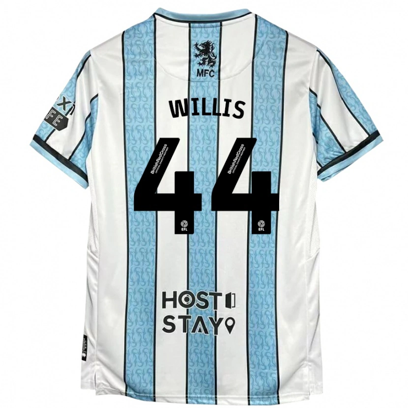Danxen Bambino Maglia Pharrell Willis #44 Bianco Blu Kit Gara Away 2024/25 Maglietta