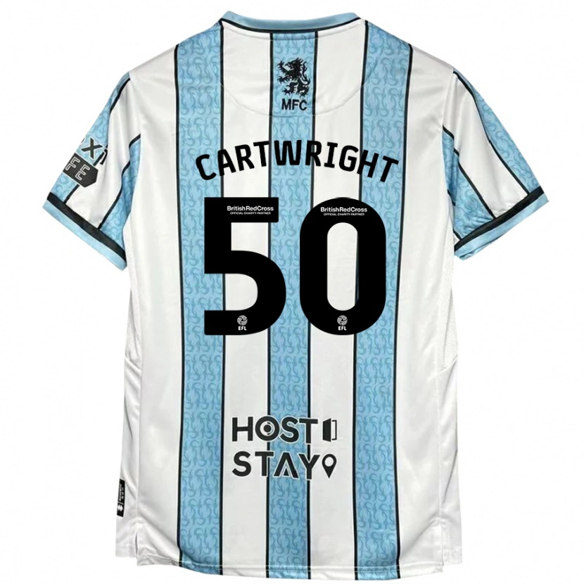 Danxen Bambino Maglia Fin Cartwright #50 Bianco Blu Kit Gara Away 2024/25 Maglietta