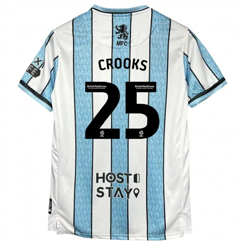 Danxen Bambino Maglia Matt Crooks #25 Bianco Blu Kit Gara Away 2024/25 Maglietta