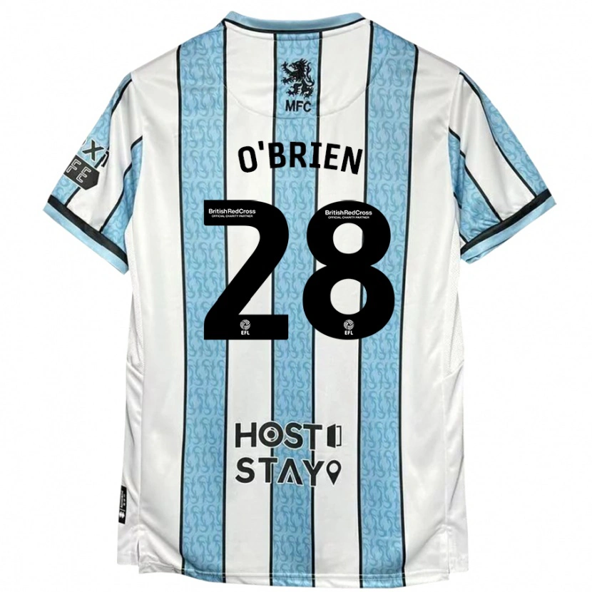 Danxen Bambino Maglia Lewis O'brien #28 Bianco Blu Kit Gara Away 2024/25 Maglietta