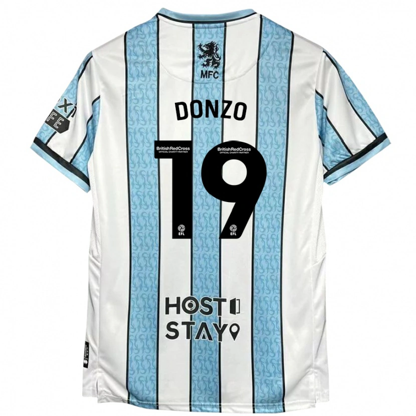 Danxen Bambino Maglia Jolie Donzo #19 Bianco Blu Kit Gara Away 2024/25 Maglietta