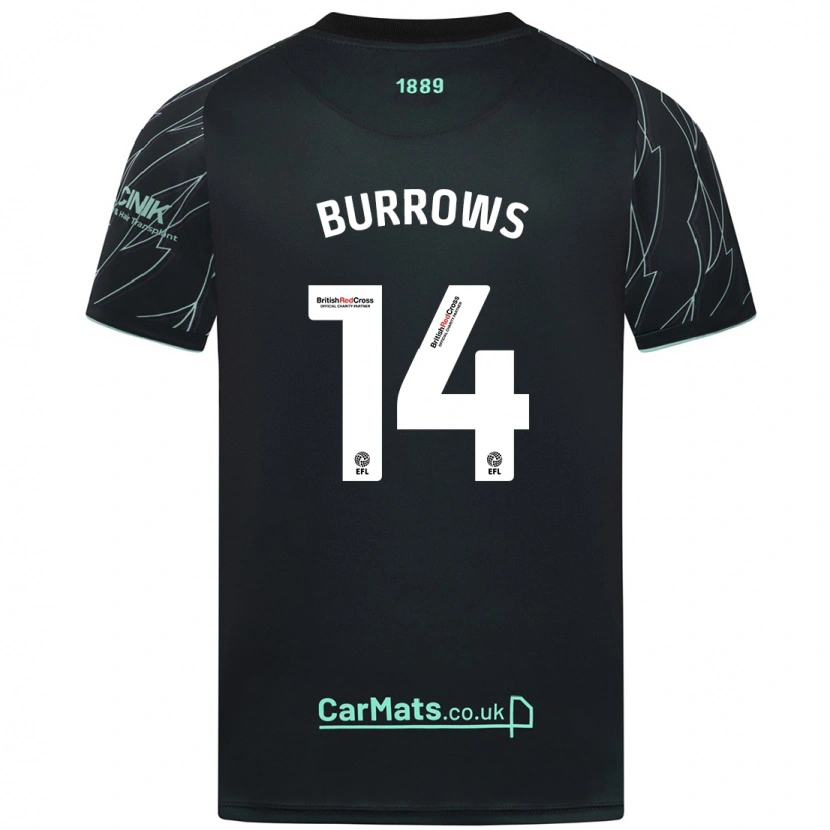 Danxen Bambino Maglia Harrison Burrows #14 Nero Verde Kit Gara Away 2024/25 Maglietta