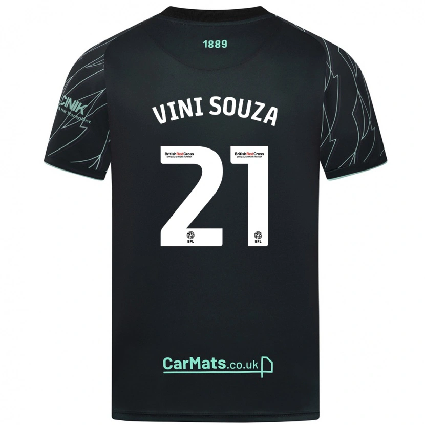 Danxen Bambino Maglia Vini Souza #21 Nero Verde Kit Gara Away 2024/25 Maglietta