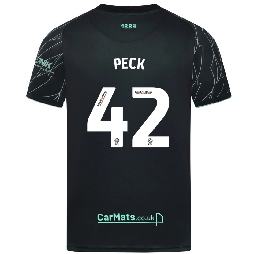 Danxen Bambino Maglia Sydie Peck #42 Nero Verde Kit Gara Away 2024/25 Maglietta