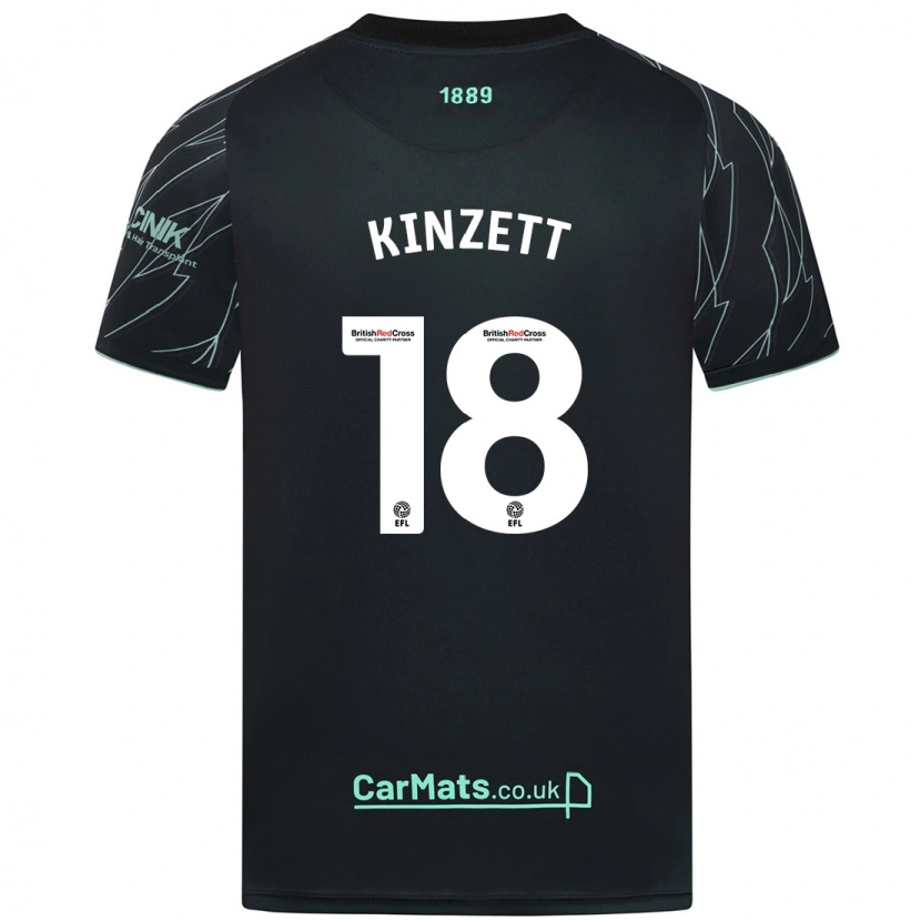 Danxen Bambino Maglia Ella Kinzett #18 Nero Verde Kit Gara Away 2024/25 Maglietta