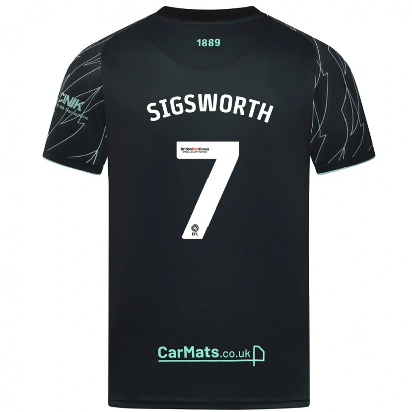 Danxen Bambino Maglia Jess Sigsworth #7 Nero Verde Kit Gara Away 2024/25 Maglietta