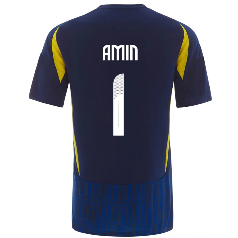 Danxen Bambino Maglia Amin Al-Bukhari #1 Blu Giallo Kit Gara Away 2024/25 Maglietta